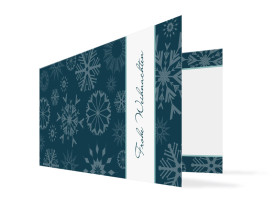 Firmen-Weihnachtskarte Snowflakes Blau