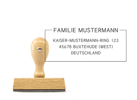 Adressstempel "Buxtehude" (Holzstempel), 70 x 30 mm