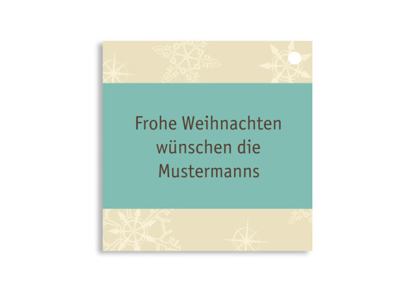 Rückseite Geschenkanhänger Weihnachtsgeweih, Farbversion: blau