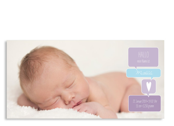 Babykarten Mathilda/Matteo (Postkarte, zwei Fotos)