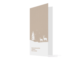 Firmen-Weihnachtskarte Winterlandschaft (Klappkarte) beige