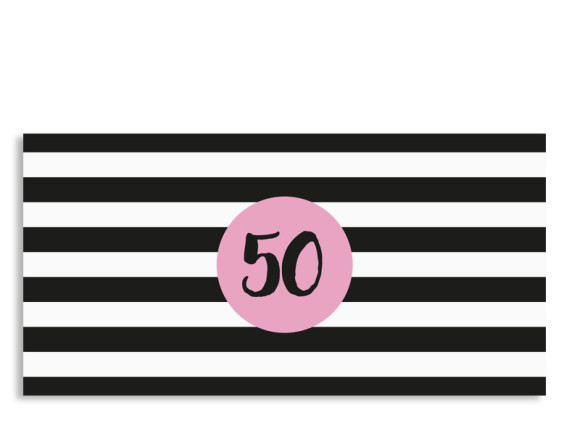 Einladungskarte Lucky Stripes zum 50. Geburtstag