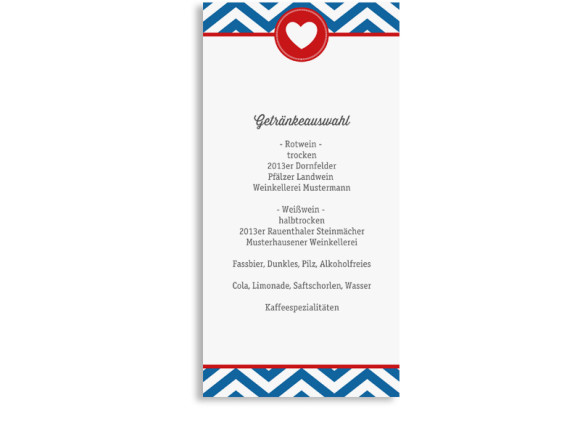 Hochzeitsmenükarten Hamptons Heart