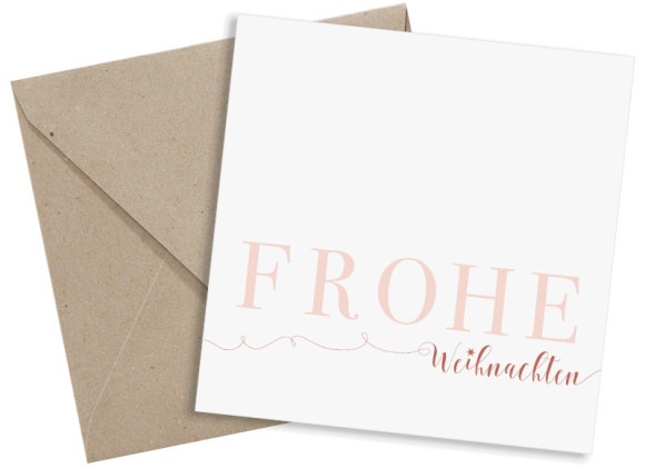 Firmen-Weihnachtskarte Bigletter (Postkarte, quad.) mit Umschlag, Farbvariante: apricot