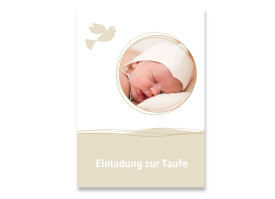 Taufkarte Deborah/Darius (Postkarte mit Foto) Beige