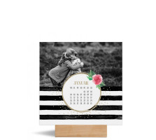 Foto-Tischkalender "Rosenkranz"  150x150 mm beige