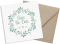 Postkarte (quadratisch), Motiv: Blätterkranz, mit Briefhülle, Farbvariante: gruen