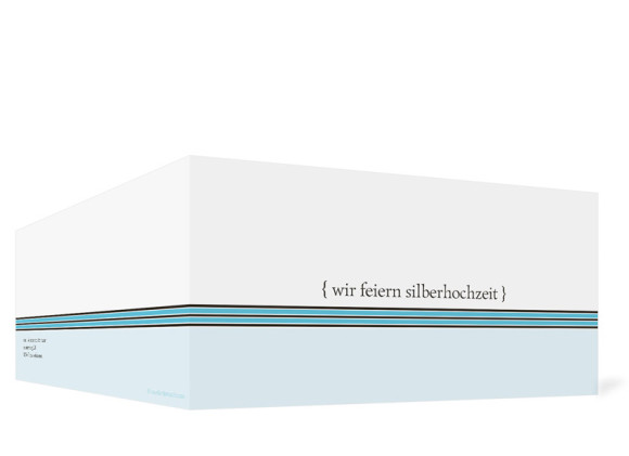 Außenansicht, Einladungs-Klappkarte zur Silbernen Hochzeit (Format DIN Lang), Motiv Cardiff, Farbversion: blau