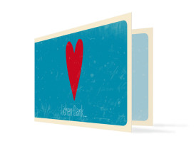 Hochzeitsdanksagung Vintage Heart (Klappkarte, mit Foto) Blau