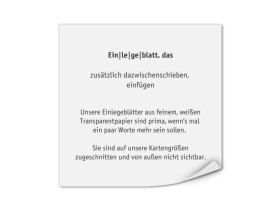 Einlegeblatt 103 x 103 mm (bedruckt) Transparent